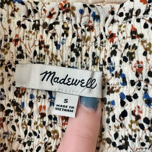 Madewell white, blue, orange, and brown floral knee length skirt. Size S - Picture 5 of 6